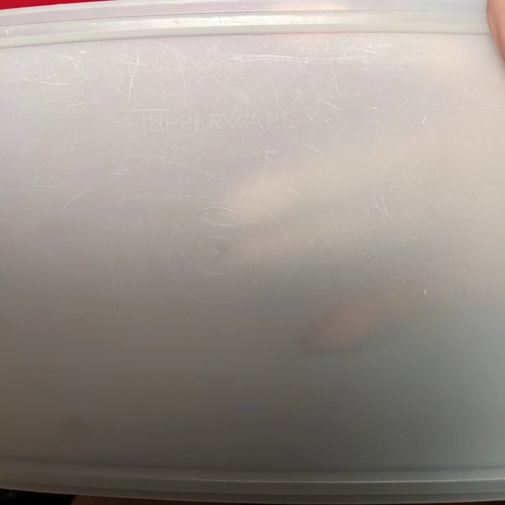 Vintage Red Tupperware Tuppercraft Divided Stow N Go Tackle Craft Sewing Box Lid